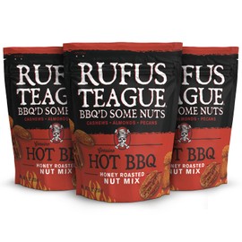 Rufus Teague Hot BBQ Honey Roasted Nuts Mix, Sweet & Spicy Almonds, Cashews & Pecans, 9 oz Resealable Pouch (No Peanuts), 3 Pack