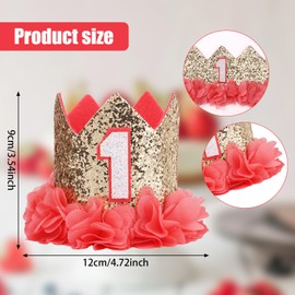 lasuroa First Birthday Hat, Girls Party Hat Baby Birthday Hat 1 1st Cute One Birthday Hat Decorations Photo Props Accessories