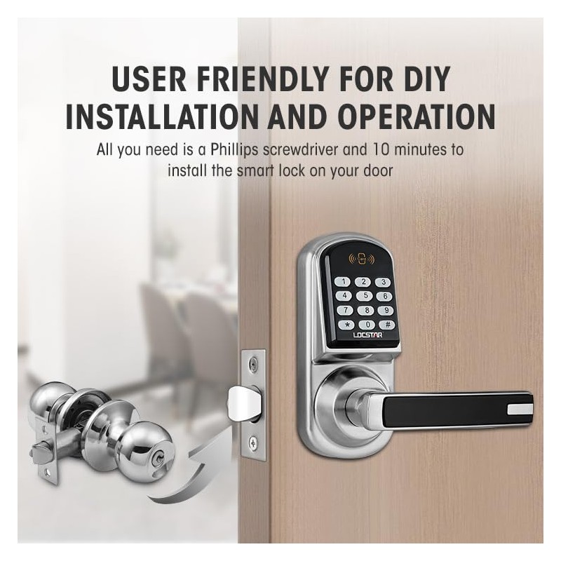 Keyless Entry Door Lock,Keypad Door Lock with Handle,Smart Door Locks