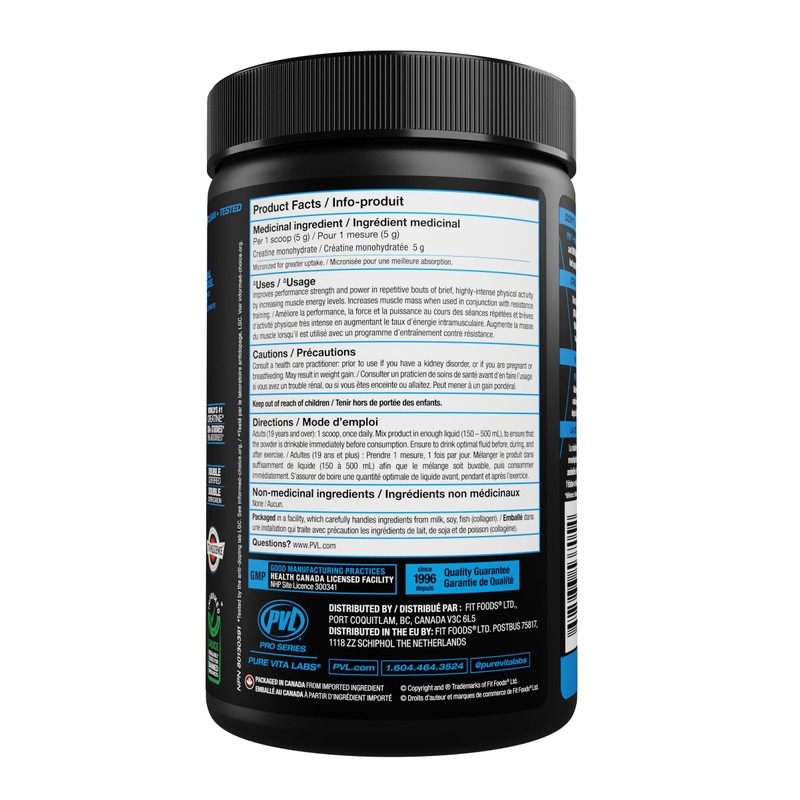 PVL 100% Pure Creatine - Creatine Monohydrate Micronized Powder -
