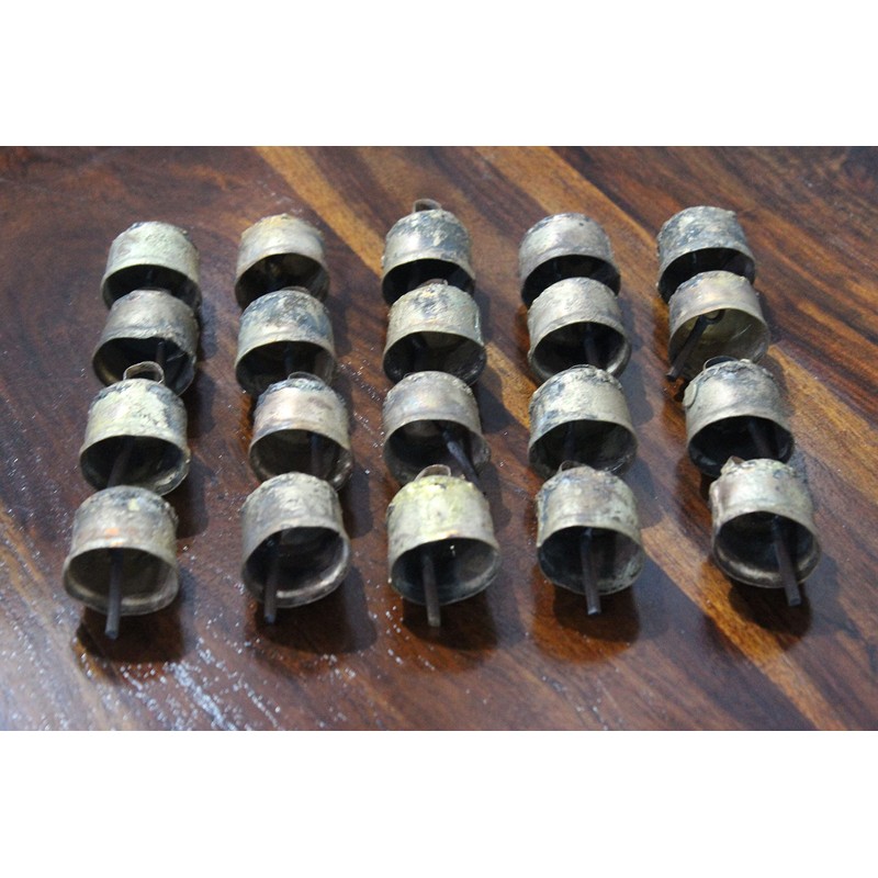 Indian Vintage Tin Bells Rustic Chime Jingle Bells Rounded Top