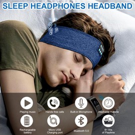 Sleep Mask Headphones, Bluetooth Sleep Headphones Headband, Wireless Music Blackout Eye Mask for Travel/Nap/Meditation/Relaxation, Sleep Aids for Adults, Christmas Gifts, Gifts for Her (Navy)