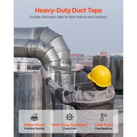VEVOR 5-Pack Duct Tape, 2 in x 30 Yards, No Residue Strong Adhesive Waterproof Temperature-Resistant Heavy Duty Duct Tape, Tear by Hand, for Indoor Outdoor Repair, Industrial, All Weather, Sliver