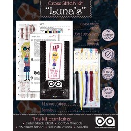 Cross Stitch Bookmark Kit with Luna Lovegood Quote 'You're just as Sane as I am'