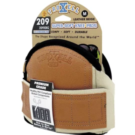 TROXELL USA - SuperSoft Beige Leatherhead Kneepads (Medium Size/Bagged in Pairs)