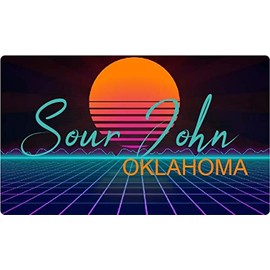Sour John Oklahoma 4 X 2.25-Inch Vinyl Decal Stiker Retro Neon Design