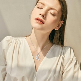 DAYLINLOVE Fairy Necklace 925 Sterling Silver Moonstone Fairy Pendant Necklace Fairy Jewelry Gifts for Women