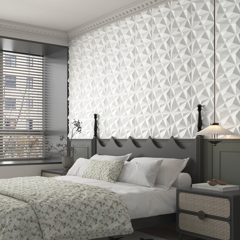 MIX3D 33 Pack 3D Wall Panels, Modern Diamond Textured Design