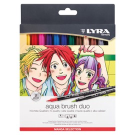 LYRA Aqua Brush Duo Dual Tip Marker, Manga Set, Assorted Colors, 12 Pack, 1 Count