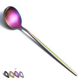 Matt Rainbow Dinner Spoons 6 Piece, 8.1'' Stainless Steel Tablespoons, Soup Spoons, Spoons Silverware for Home, Dishwasher Safe