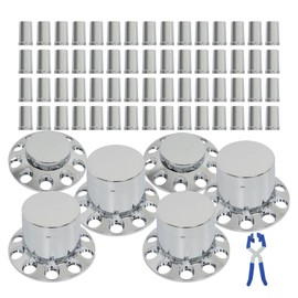 waltyotur 33mm Lug Nug Chrome Hub Cover Kit 2 Front & 4 Rear Replacement for Semi Truck with 33mm Thread-on Lug Nuts