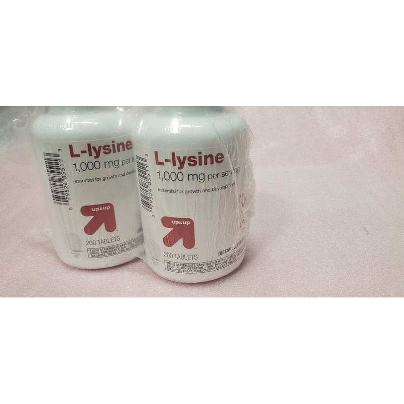 up &up Lot 2 L-lysine 1000 Mg 200 Tablets, Exp