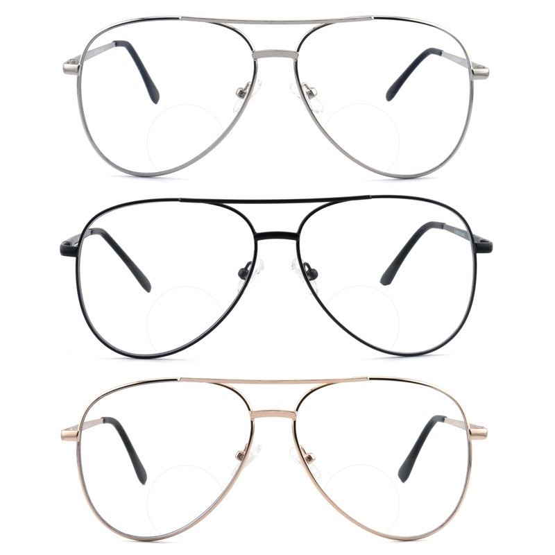 SOPHILY 3 Pack Bifocal Reading Glasses for Women Men, Aviator