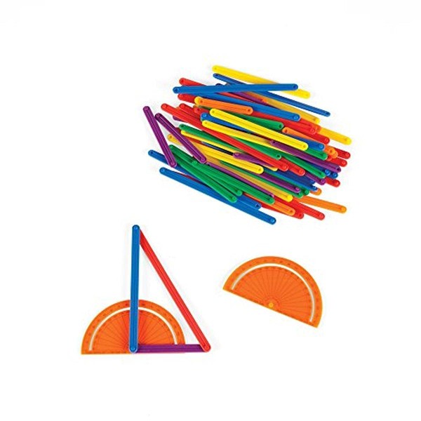 hand2mind AngLegs Geometry Set with 2 Protractors, Explore Angles, Shapes, and Geometry, Triangle Geometry, Math Manipulatives, Shape Geometry, Geometry Resource, Montessori Math (Sets of 72)