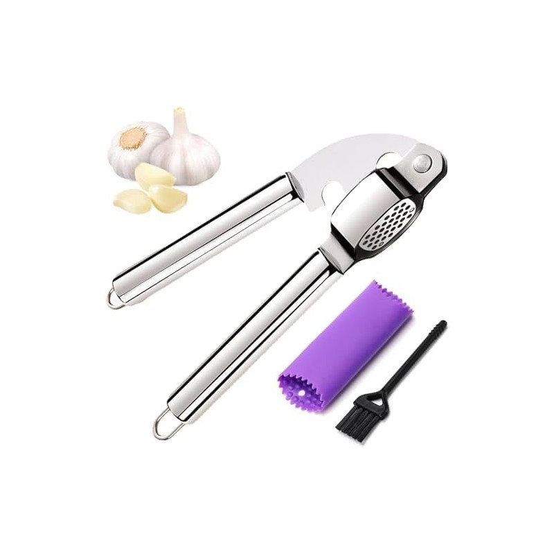 Prensas de Ajo de Acero Inoxidable 304 con Pelador de