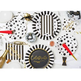 C.R.Gibson servilletas de almuerzo invierno Berry muñeco de nieve, 20 unidades, Plato de postre, Chic Black & White, 1