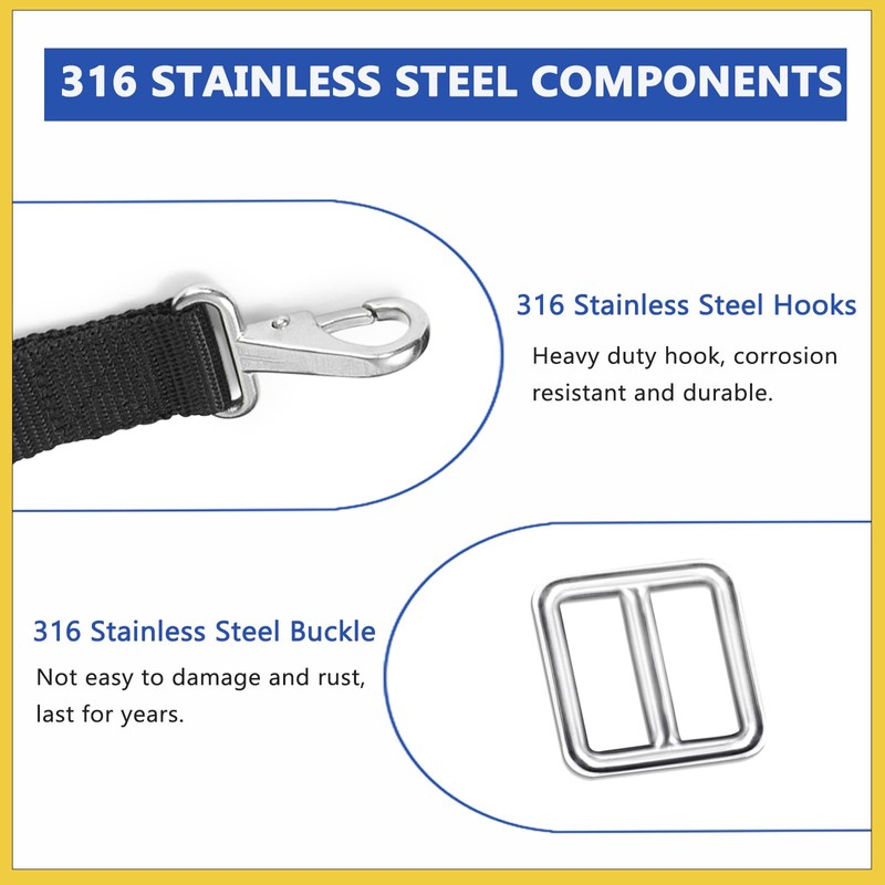 DIALESHU 2PCS Adjustable Bimini Top Straps, Pontoon Canopy Replacement Sturdy