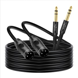 Twozoh XLR to Jack 6.3 1M Pack of 2, XLR Male to TRS 6.35mm Stereo Guitar Cable (Professional/HiFi)