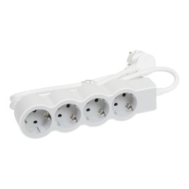 LEGRAND, Flat Power Strip, 4-Way Socket, Multiple Socket, 3 Metre Cable Length, Ultra White/Grey, 694561