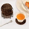 SDMKA Leopard Print 6 Pcs Cotton Woven Coasters with Holder
