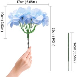 Cabezas de hortensias Artificiales, Flores de imitación de Seda Azul con Tallos Desmontables para la decoración del hogar del Ramo de la Boda (Paquete de 10)