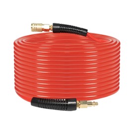 HFS(R) Polyurethane Air Hose with 1/4" MNPT Coupler for Air-Powered Tools 1/4" x 25ft/7.6m Orange