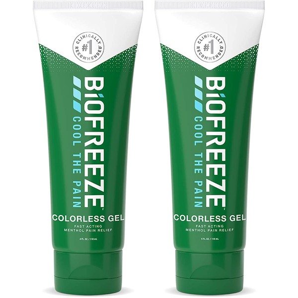 Biofreeze Pain Relief Gel, 4 oz. Tube, Colorless, Pack of 2 (Packaging May Vary)