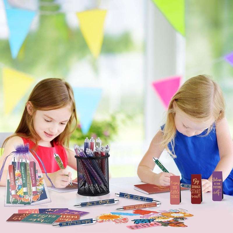 Pasimy 218 Pcs Inspirational Stationery Gifts Motivational Mini Notepad Pen