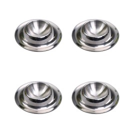 Vastsea Set of 4 Stainless Steel Egg Cups, Polished Stackable Egg Cups, Round, Stackable, Suitable for Home, Kitchen, Dishwasher (Silver)