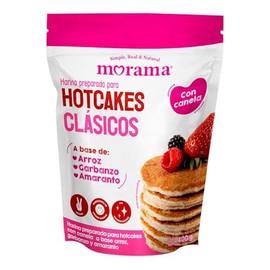 Morama, Harina para Hotcakes clásicos hecha con harina de arroz, amaranto y garbanzo sin conservadores y vegano, 400 gramos