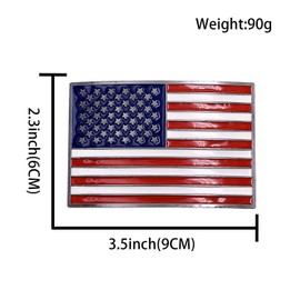 XGALBLA Mens Fashion Red Native American Flag Square Belt Buckle Black Enamel