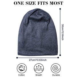 Senker Fashion Cotton Slouchy Beanie Hats, Chemo Headwear for Women Men Soft Lightweight Chemo Skull Cap Elastic Sleeping Cap