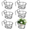 6 PCS Round Hanging Railing Planters, Hanging Flower Stand Iron