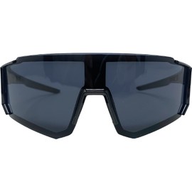 Incredible Bargains The Savage, Futuristic Glasses Oversized Wrap Around Rimless Y2K Shield Sunglasses, Black with Smoke