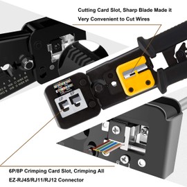 MAYLINE RJ45 Crimping Tool Set Cat5 Cat5e Cat6 Network Crimp Tool Kit, Ethernet Crimper Network Tool for Pass-Through and Legacy Connector(Black)