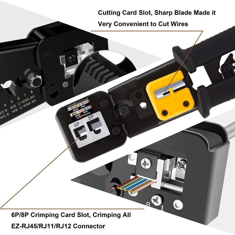 MAYLINE RJ45 Crimping Tool Set Cat5 Cat5e Cat6 Network Crimp