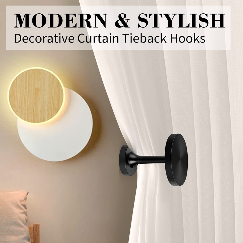 Curtain Holdbacks, 2 Pack Decorative Curtain Holders Wall Mounted Drapery