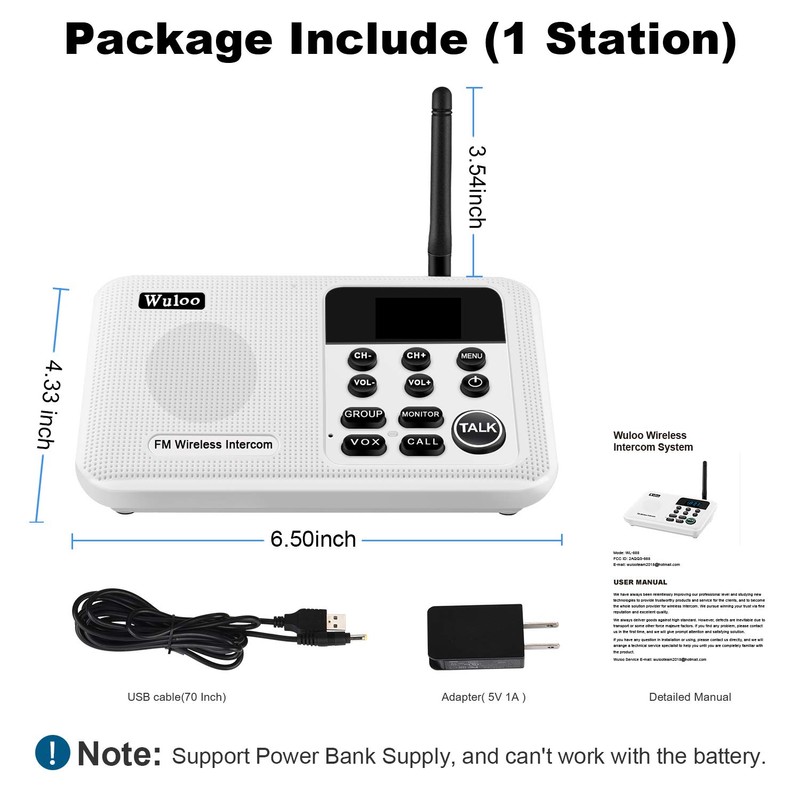 Wuloo Intercoms Wireless for Home 1 Mile Range 22 Channel
