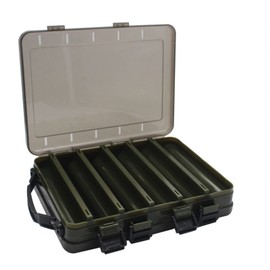TOPIND Double Sided Fishing Lures Box Transparent Visible Plastic Fishing Bait Hooks Boxes Terminal Tackle Bits Clear Storage Box Organizer Case 14 Compartments with Drain Hole Fishing Accessories