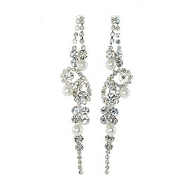 Stunning Faux Pearl and Simulated Rhinestone Drop Post Earrings
