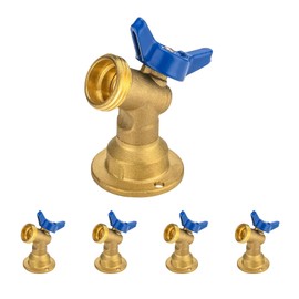 HeSun 5-Pack Brass Sillcock Hose Bibb Valve, 3/4" Female NPT Inlet x 3/4" Male Hose Thread (GHT) Outlet, 1/4 Turn Blue Outdoor Faucet/Valve(SILLCOCK028-5)