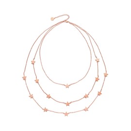 inSCINTILLE Women's Star Necklace Stainless Steel with Adjustable Clasp, Star Chain 1/2/3 Thread with Gift Box, Stainless Steel, No Gemstone