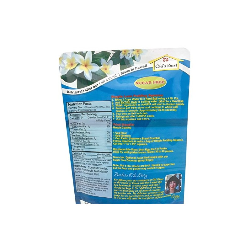 Kauai Tropical Syrup Sugar Free Hawaiian Haupia Luau Pudding Squares,