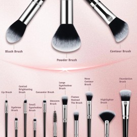 SOYOK 14pcs Premium Synthetic Makeup Brush Set Travel Black