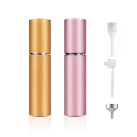 MILASONUS 5ML Perfume Travel Spray Bottle(2 PCS), Perfume Atomiser Refillable, Portable for Travel Holiday, Outdoor Activities and Business (golden+pink)