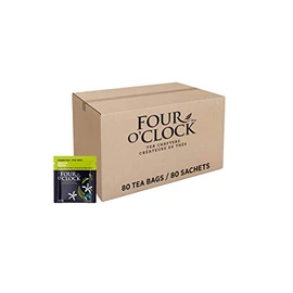 Four O'Clock Jasmine Green Tea Organic Fairtrade, Non-Gmo, Kosher, Gluten-Free, 80 Teabags