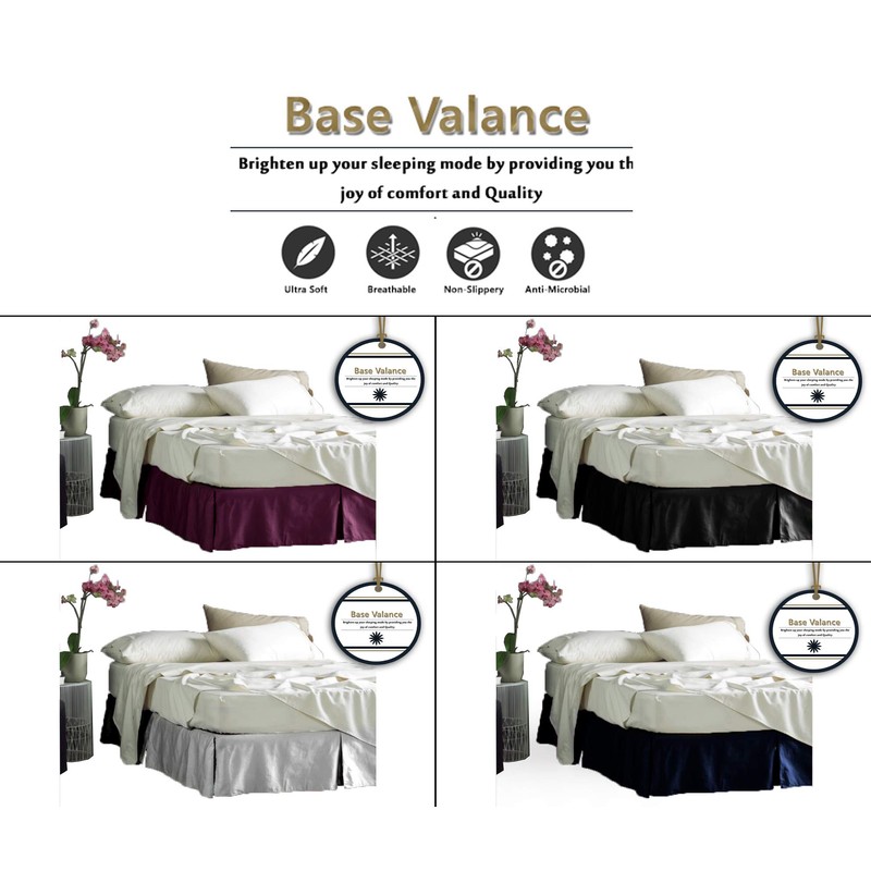 HASSTEX Pleated Poly-Cotton Platform Base Valance 40CM Sheets 200 Thread