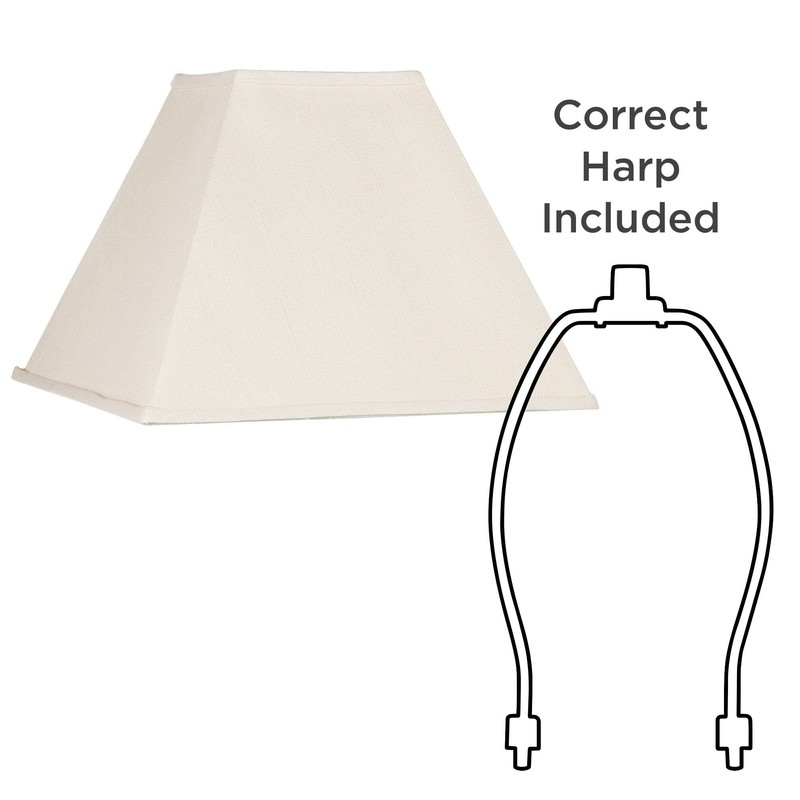 Set of 2 Tapered Square Lamp Shades Beige Large 7"