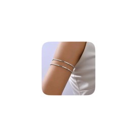 Nexoluxa Gold Arm Cuff Jewelry for Women Arm Jewelry Upper Arm Cuff Upper Arm Bracelets Bangle Metal Adjustable Gold/Silver Plated Gold Arm Cuff Upper Arm, SILVER C