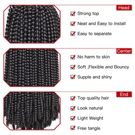Xtrend 16 Inch 6 Packs Spring Twist Crochet Braids Hair For Butterfly Faux Locks Short Crochet Hair Synthetic Braiding Hair Extensions For Black Woman Fashion Fluffy Twist Hair (1B#)…
